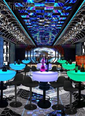 LED户发KGI光桌子创意外酒吧台KT休V夜店遥控高鸡脚尾酒桌闲茶几