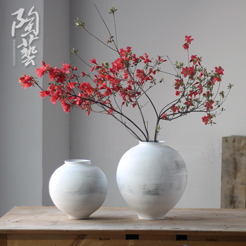 复古陶瓷花瓶日式白色侘寂风装饰陶罐客厅水培插干花粗陶花器摆件,标准件/零部件/工业耗材,输送带/传送带,淘宝优惠券,粉丝福利购,淘宝优惠卷