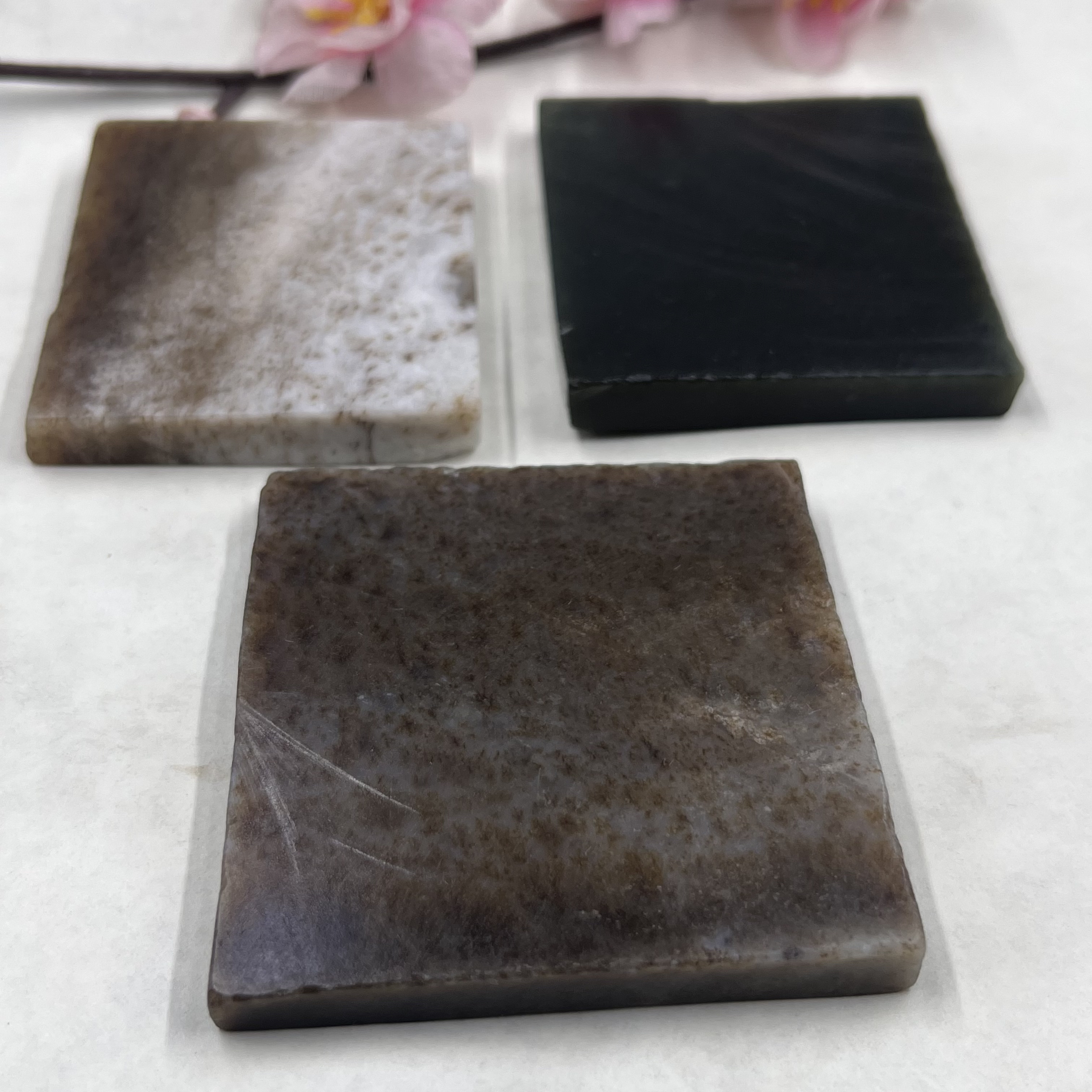 3件价新疆和田玉糖玉且末四方料茶托玉石料下脚料方块牌子料包邮t