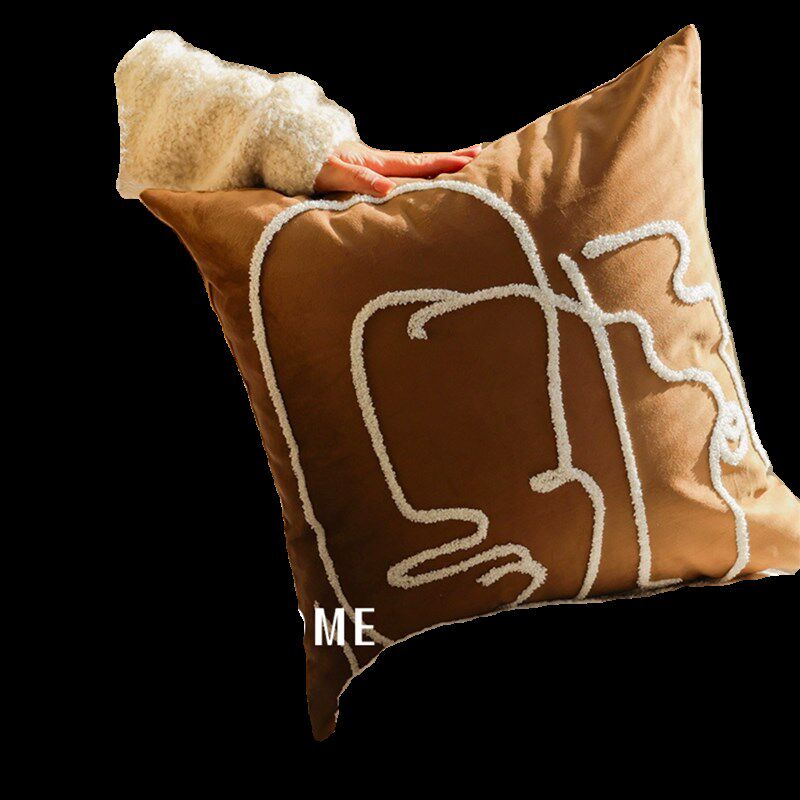 中古毛绒抱枕深色北欧风靠枕客厅沙发轻奢高级感靠垫车载抱枕枕芯