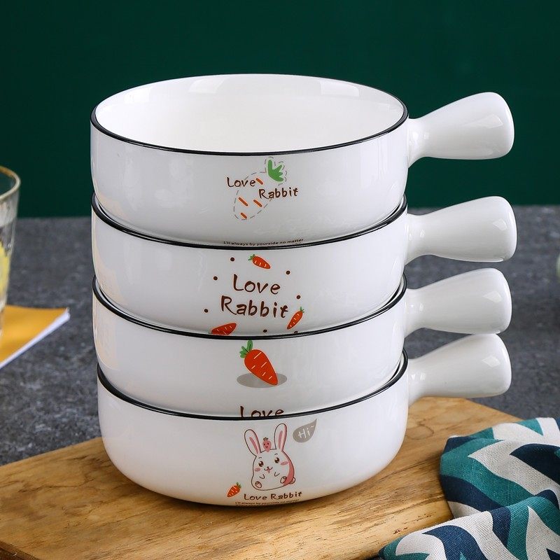 日式焗饭烤碗烤箱陶瓷带手把碗小清新家用创意餐具网红水果沙拉碗,餐饮具,碗,淘宝优惠券,粉丝福利购,淘宝优惠卷