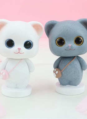 创意可爱治愈系摇头猫咪公仔烘培蛋糕饰品网红车载装饰摆件办公女