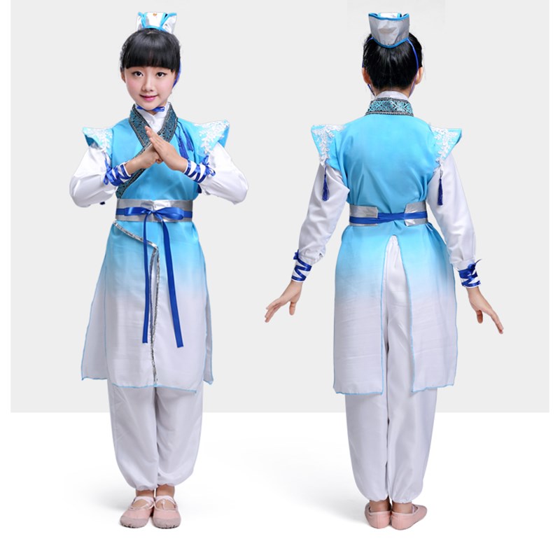 热销古代儿童汉服小书童舞蹈演出服唐诗壮志蔡伦弟子规论语剑客国
