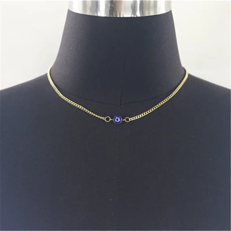 mw2624欧美nelae时尚简约个性眼珠状配饰挂坠金属细链项链颈饰