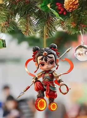 哪吒之魔童 降世同款平面爆款可爱卡通哪吒汽车后视镜挂件圣