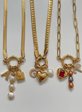 钛钢炉内真空电镀18k真金弹簧扣开口圈珍珠回形针可拆卸基础链