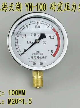 上海天湖YN100耐震压力表016 25 40MPA油压表液压真空表全规格