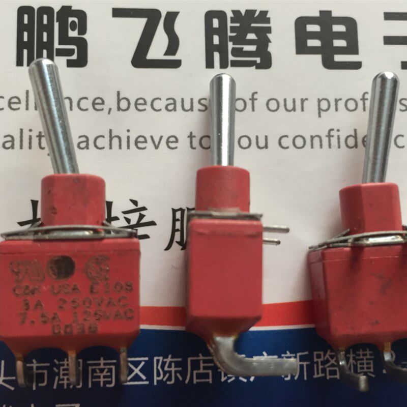 原装美国C&k E108弯脚3脚2档钮子开关 自复位摇臂摇头开关 3A250V