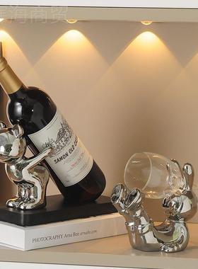 小熊红架QPJ子摆件轻电视柜酒酒柜装饰品奢家居客厅瓶餐边柜酒托