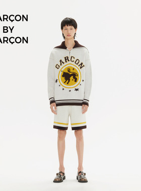 GARCON BY GARCON 秋冬狮子图腾海军领拉链羊毛套头毛衣针织上衣
