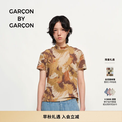 GARCON BY GARCON 26秋冬羽毛印花短袖T恤