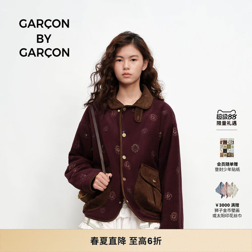 【明星同款】GARCON BY GARCON 26春夏斑斓太阳刺绣抓绒棉服外套