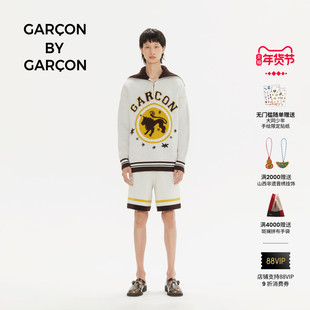 GARCON BY GARCON 秋冬狮子图腾海军领拉链羊毛套头毛衣针织上衣