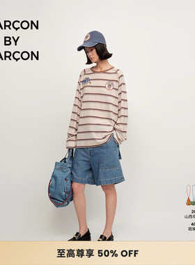 【明星同款】GARCON BY GARCON 25春夏 NEED SUN 刺绣条纹长袖T恤