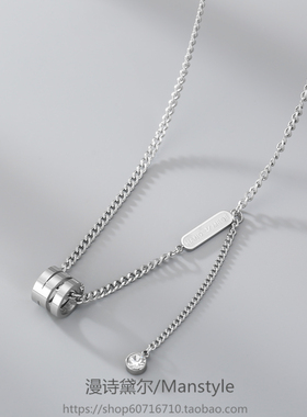 银色项链女夏百搭2021新款洗澡可戴钛钢不掉色锁骨链戒指吊坠嘻哈