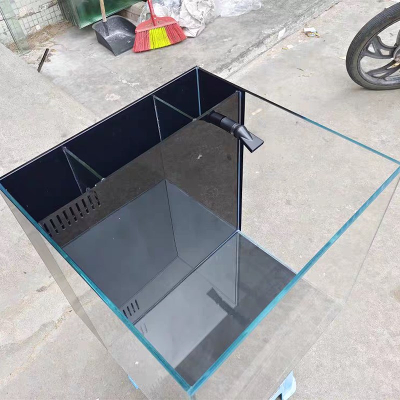 鱼缸定制尺寸 海水背滤缸 超白背滤缸 海水缸背 内背包直角三角