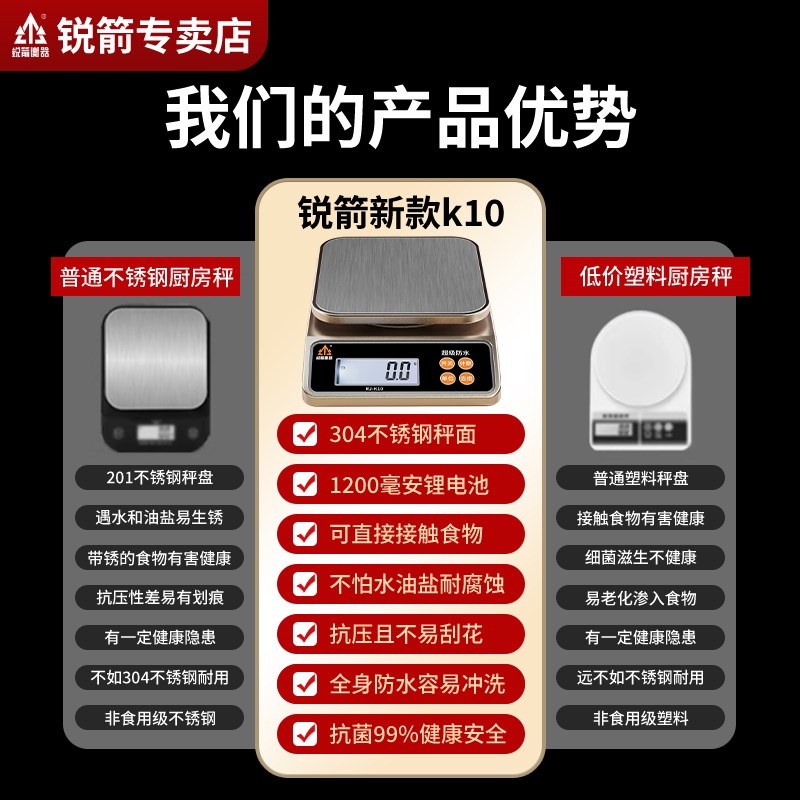 锐箭辅食称克秤厨房家用电子秤高精度0.1g防水精准小型克称烘焙称