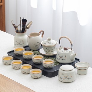 家用中式 轻奢汝窑功夫茶具套装 陶瓷茶壶茶杯小型茶盘会客泡茶