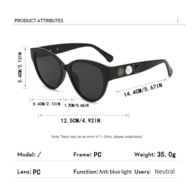 秋季新款家墨镜韩版镶珍珠爱心太阳镜女大脸显瘦网红街拍墨镜