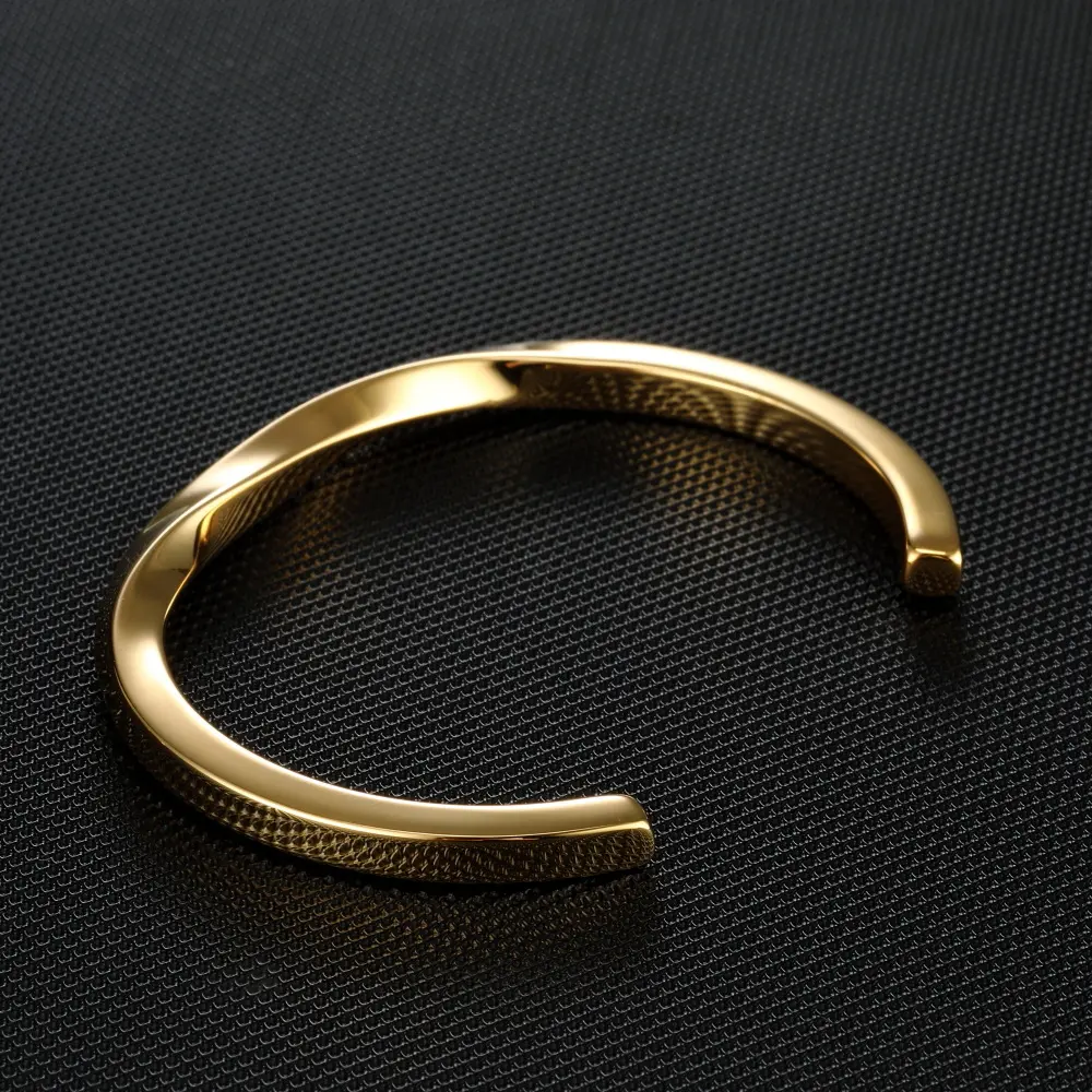 型扭曲开口钛钢手镯莫比乌斯简约光面男女款ins可调节不锈钢手环