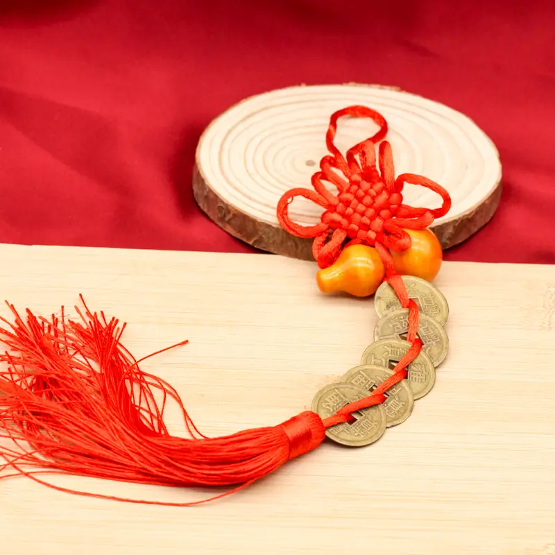 桃木葫芦五帝钱中国结挂饰家中门对门平安挂件创意个性车挂件