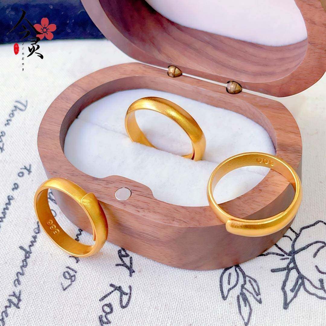 沙金古法素男磨砂戒指女款情侣圈开口哑光戒指真金仿可调详见咨询