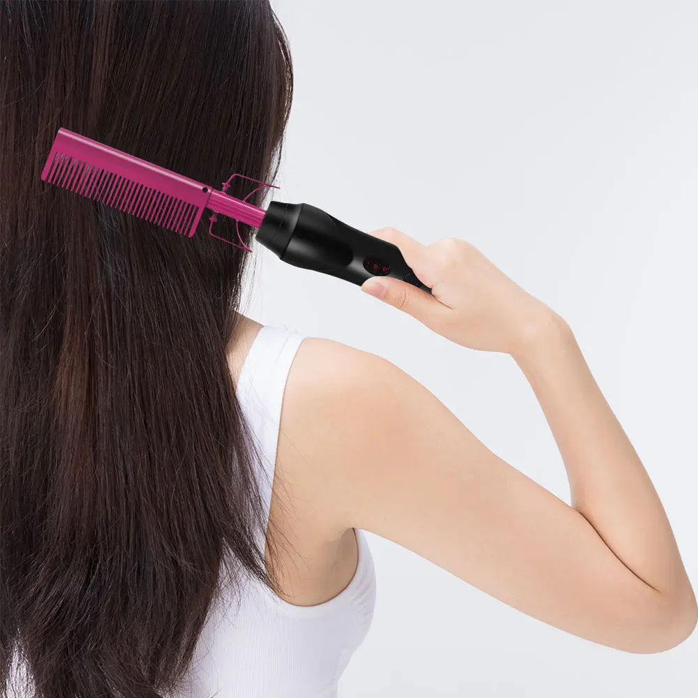 新款直卷发铜梳干湿两用铜梳卷直多功能电动卷发棒