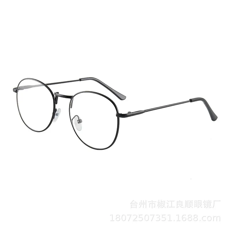 时尚潮流平光镜复古圆形眼镜框男女学生金属文艺眼镜架