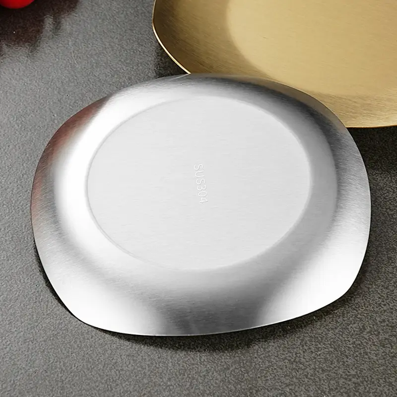 定制韩式四方盘 304不锈钢碟盘烤肉烧烤火锅蘸料碟吐骨盘