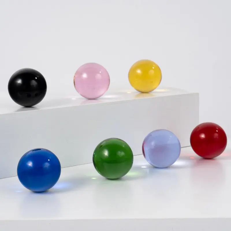 黄色人造水晶烤色光球彩色小球办公用品玻璃珠聚宝盆百福铜缸配件