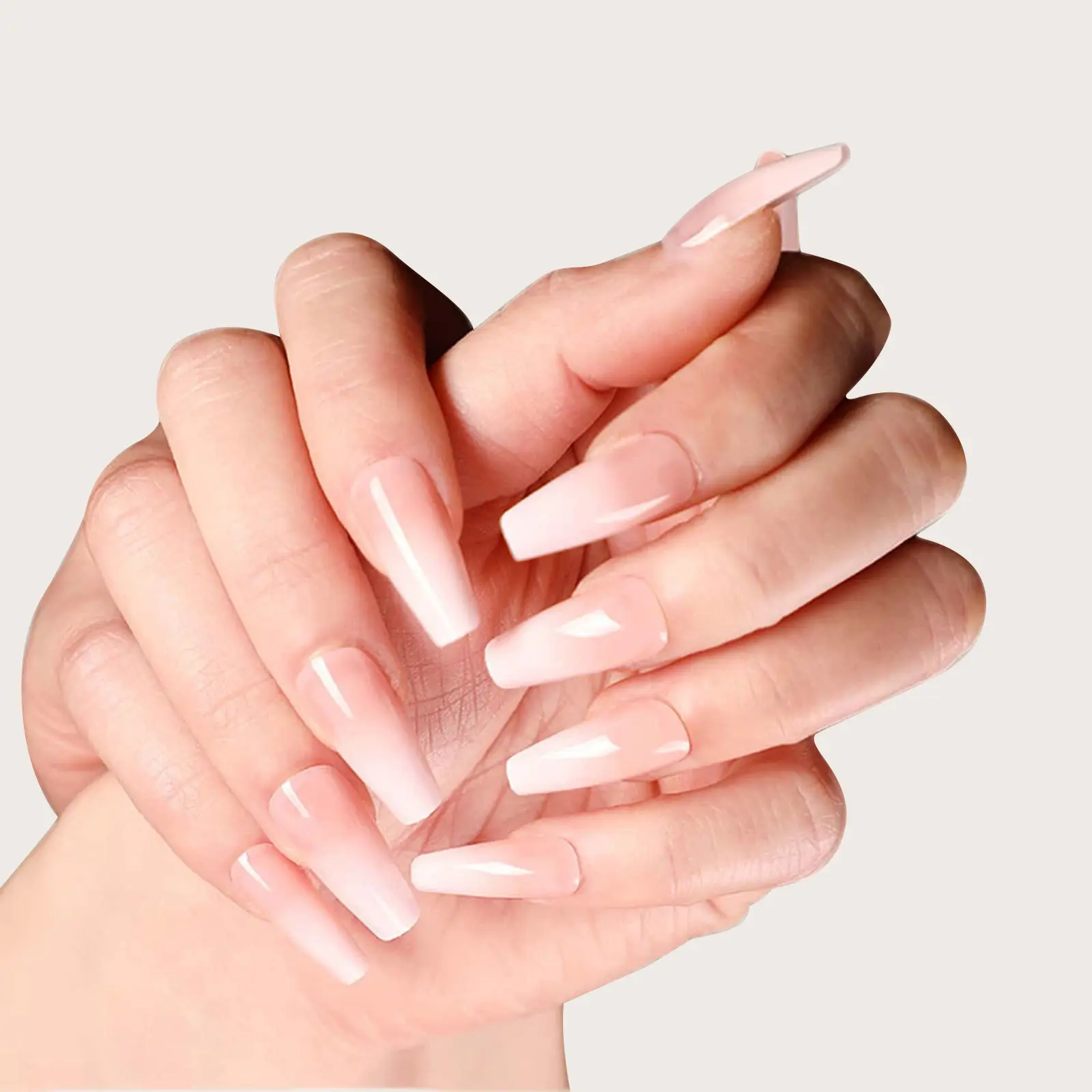 果冻胶 肤色渐变假指甲 芭蕾水滴多种甲片 美甲贴片穿戴甲盒装