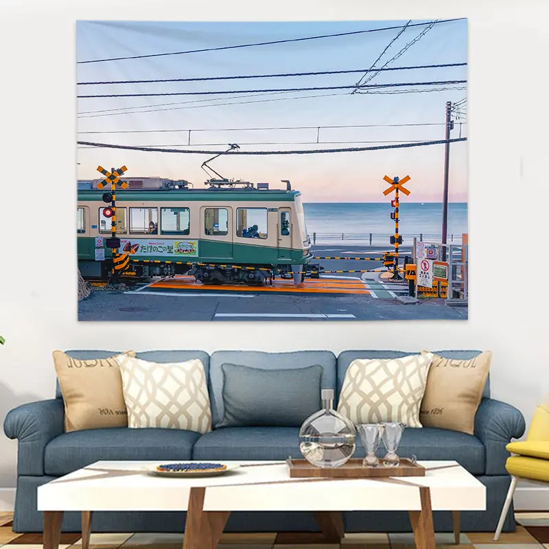 日系风景墙面背景布装饰画房间卧室客厅宿舍床头墙壁布置挂布挂毯