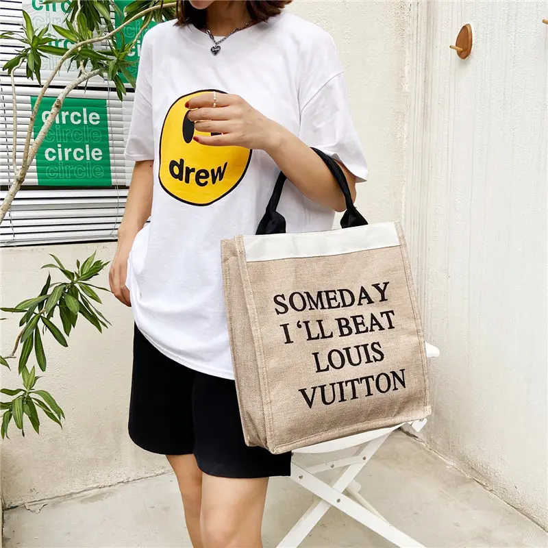 大包女2025新款亚麻包手提简约大容量学生包韩版时尚托特包