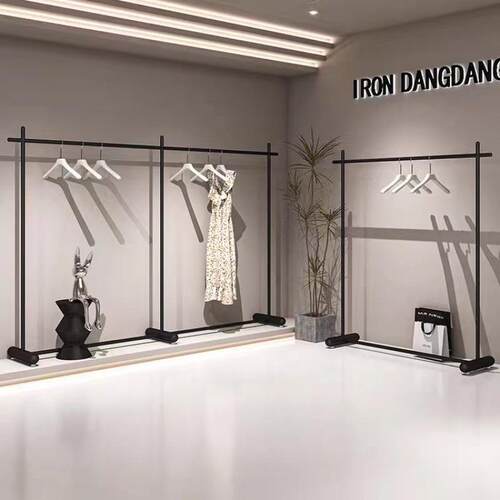 服装店女装展色示架铁艺服列中岛展示架陈架722落地礼式黑货架挂