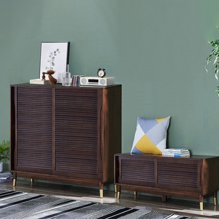 柜家用大容量门口入户纯实木透气多层鞋 推拉门鞋 架轻奢多层玄关柜