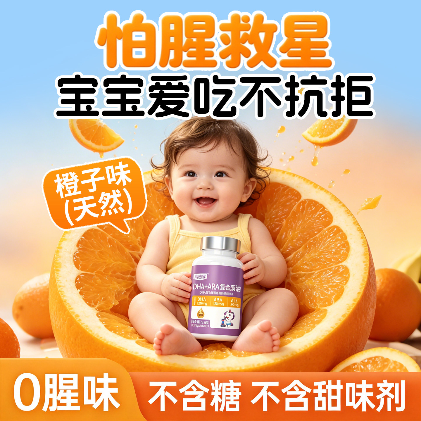 【橙子味更爱吃】高吉星婴幼儿dha婴儿藻油专用宝宝DHA儿童海藻油