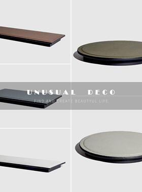 简约轻奢收纳茶盘样板间售楼处餐厅酒店创意灰色苍蓝皮革托盘摆件