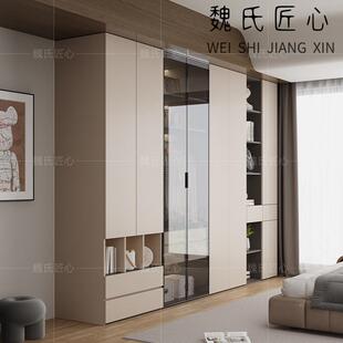 现代简约一体靠墙衣柜家用卧室收纳柜可定制实木生态板大衣橱收纳
