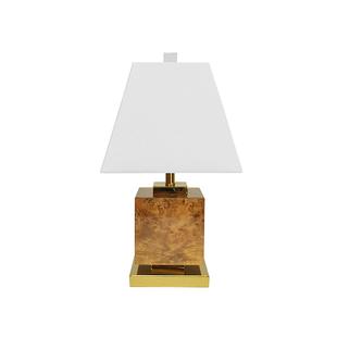 美式木纹不锈钢钛金台灯/电镀亮镍布灯罩台灯/东莞灯具