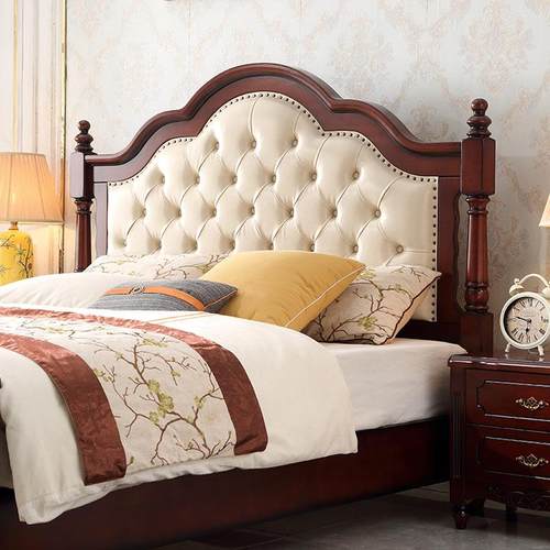 全实木床欧美式1.8米双人床主卧现代2米婚床轻奢软包简约储物大床