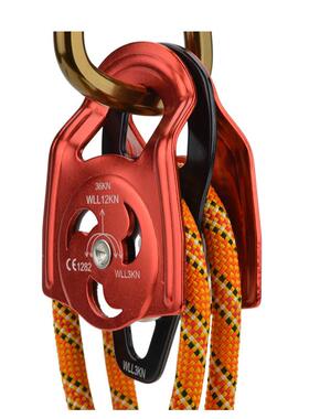 VLEN918侧板式双滑轮省力滑轮组手拉滑索索道吊装登山滑轮