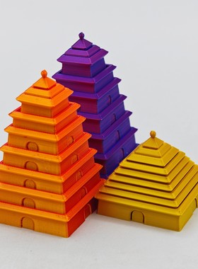 3d打印可伸缩宝塔模型创意摆件手办解压玩具家居装饰品桌面摆件