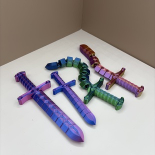 3d打印新款 可拉伸宝剑可活动关节剑鞭创意解压儿童玩具生日礼物