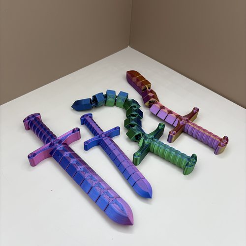 3d打印新款可拉伸宝剑可活动关节剑鞭创意解压儿童玩具生日礼物