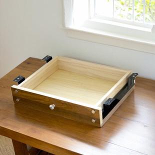 电脑书桌下隐形悬挂式滑轨抽屉收纳盒实木加装加深整理抽屉柜自装