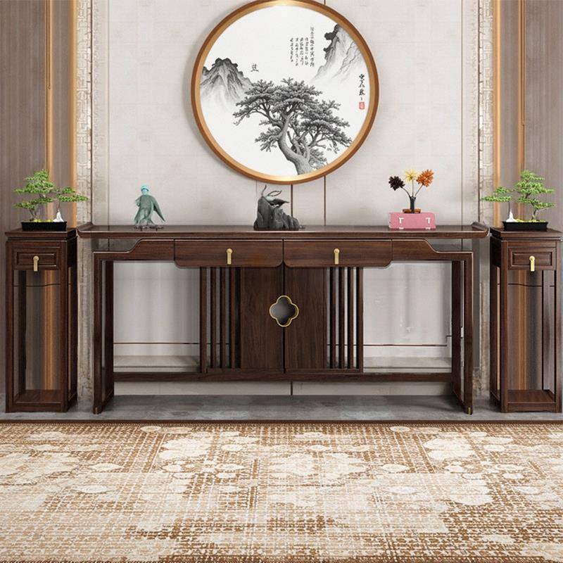 新中式中堂六件套全实木供桌条案八仙桌农村堂屋案台长条桌供台神