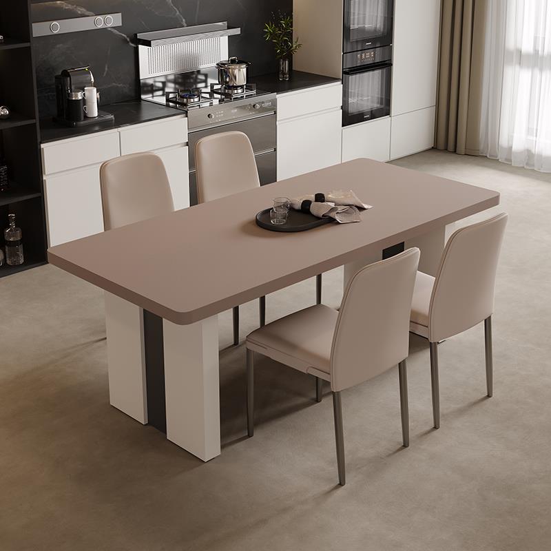 极简岩板餐桌椅组合意式家用复古侘寂风轻奢设计师小户型现代简约