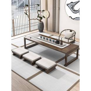 日式榻榻米茶几禅宗凸窗茶几实木茶几椅子组合简约现代饮茶低茶几