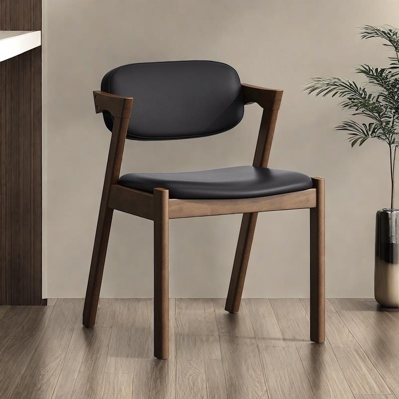 北欧实木餐椅简约现代Z字椅靠背家用软包咖啡奶茶火锅店休闲椅子