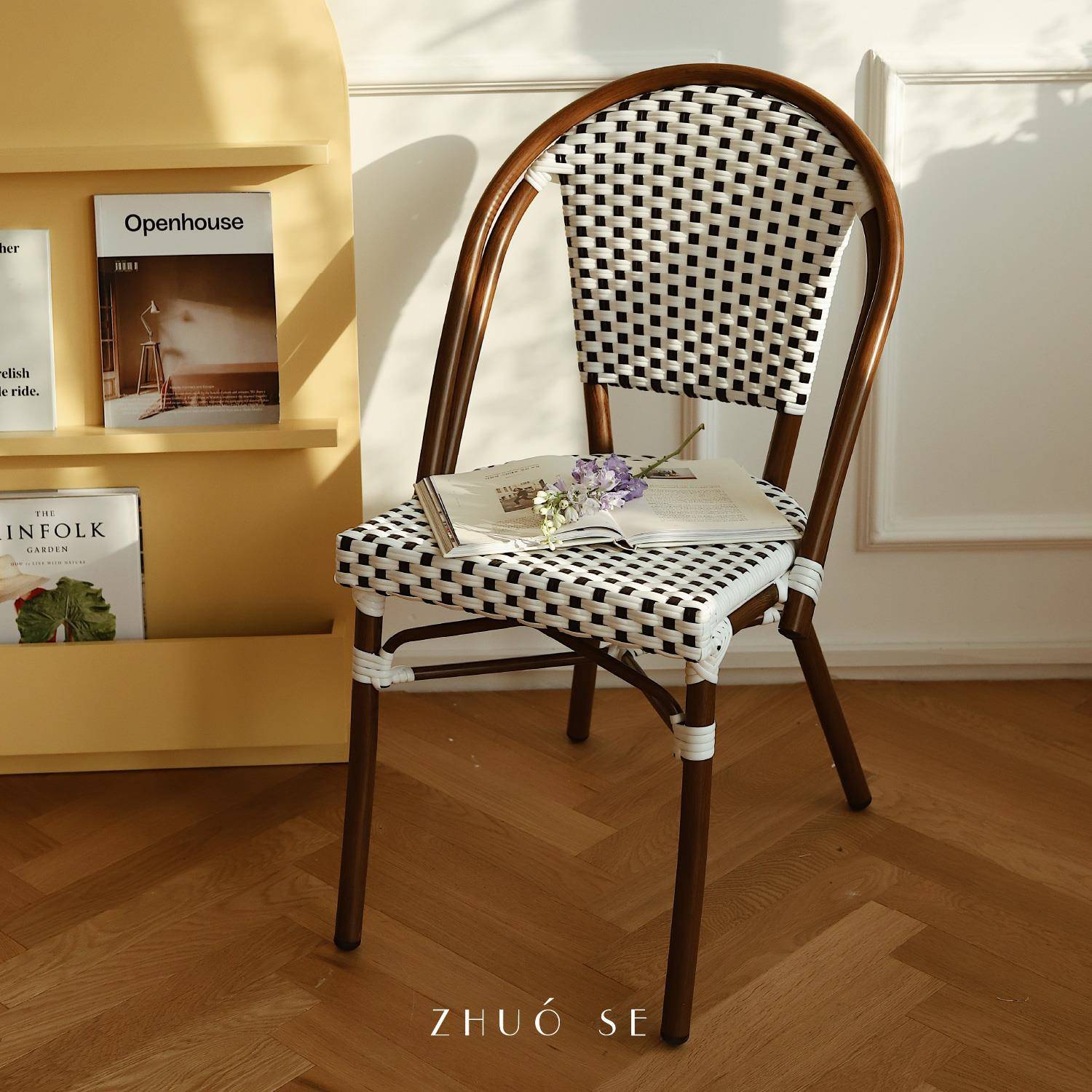 ZHUOSE法式户外腾椅藤编椅子北欧简约餐椅家用阳台休闲椅咖啡厅椅